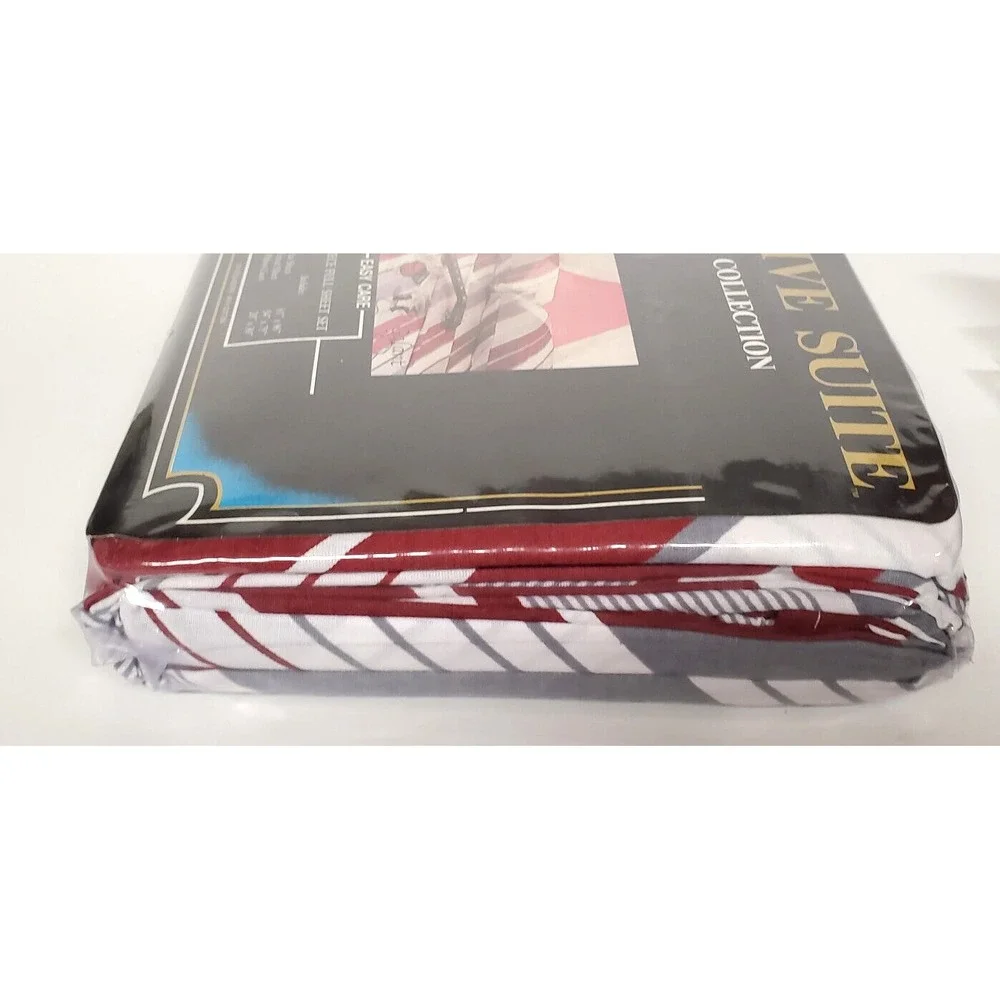 Sheet Set Full Size Executive Suite Stripes 4 PCS New Old Stock Package End Open